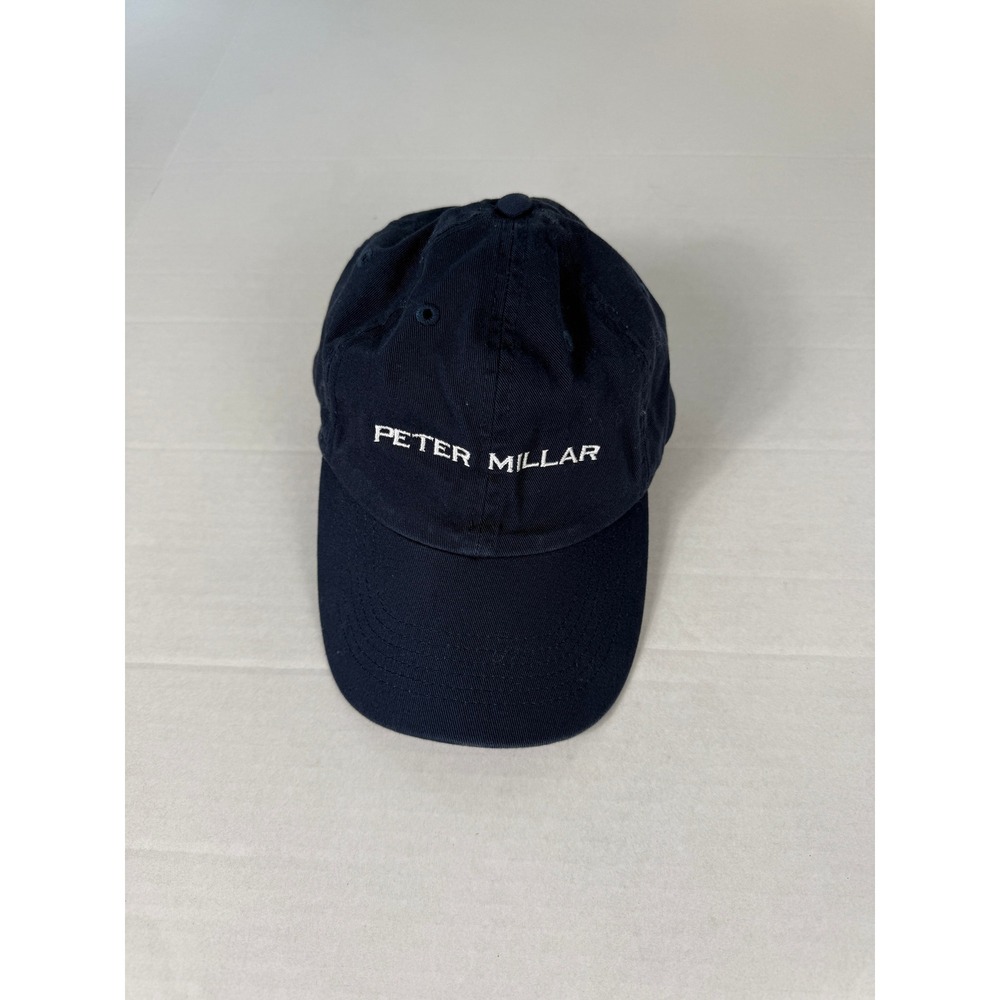 Peter Millar Mens Navy Blue Cotton Baseball Cap Embroidered‎ Logo Adjustable